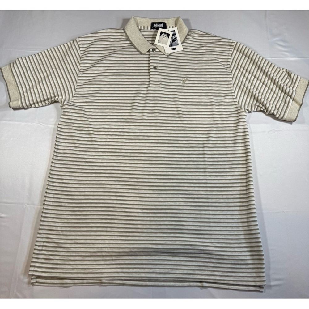 Vintage‎ Ashworth Polo Shirt Men's XL Short Sleeve Golf Gray Made in USA Stripes